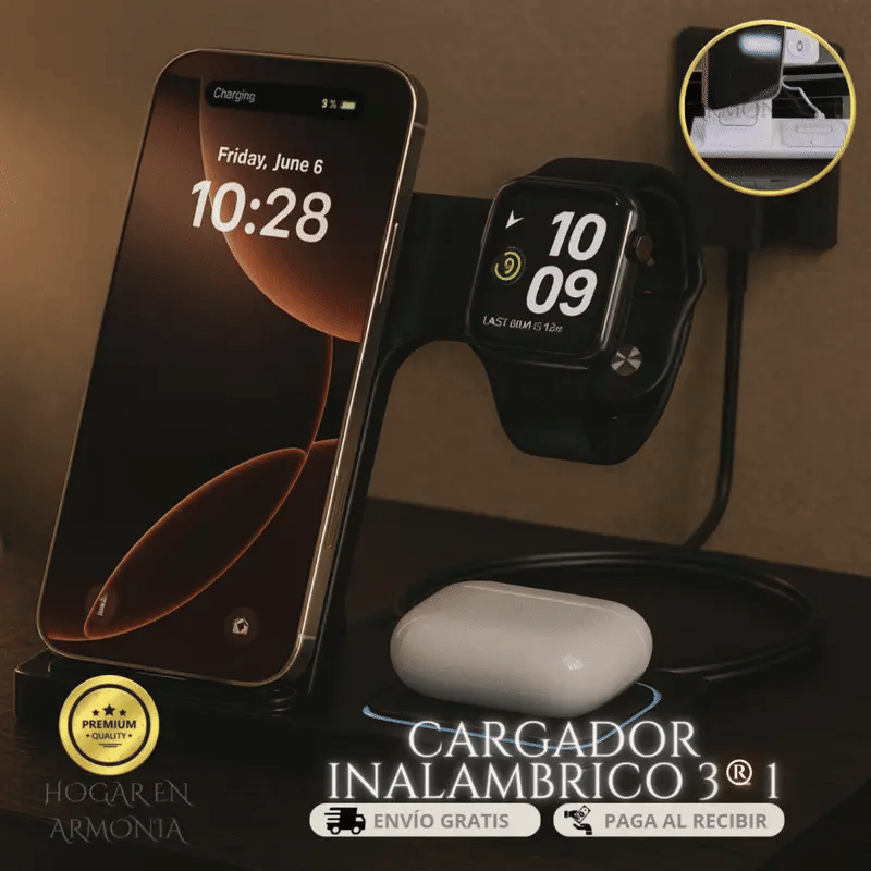 Estación de carga inalámbrica 3 en 1