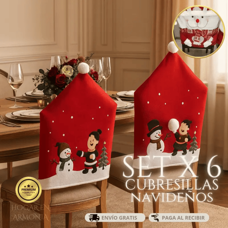 Set Cubre silla navideño x 6 Premium 🎄