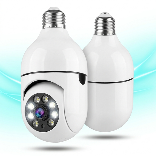 Cámara de Seguridad Bombillo WiFi PTZ 360° — 2X1