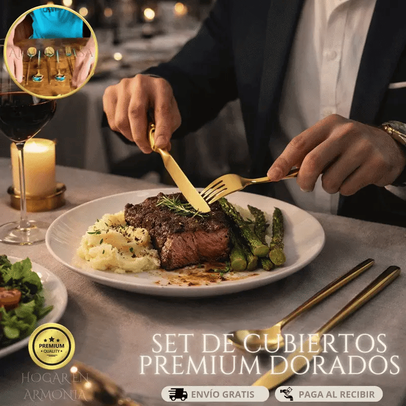 SET DE CUBIERTOS PREMIUM DORADOS