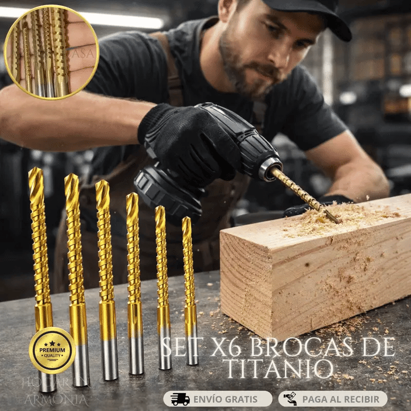 SET X 6 BROCAS DE TITÁNIO