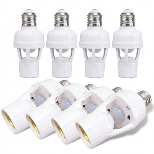 4 Porta Lamparas con Sensor de Movimiento E27 - La Luz se Enciende Sola (Set de 4)