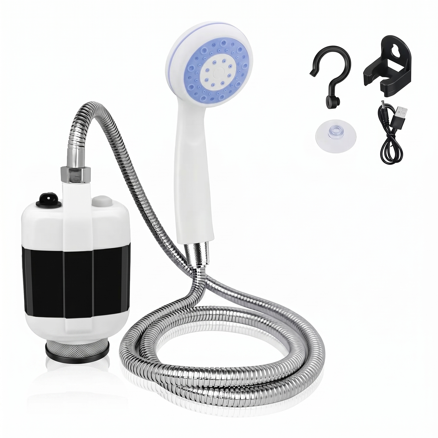 Regadera Ducha Portatil Recargable para Camping (Bomba con Filtro + Manguera 1.5m)