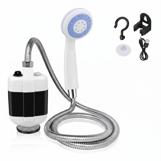 Regadera Ducha Portatil Recargable para Camping (Bomba con Filtro + Manguera 1.5m)